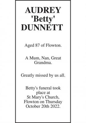 AUDREY 'BETTY' DUNNETT