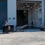 48th Fighter Wing senior leaders participate in a ribbon-cutting ceremony for the first F-35A Lightning II support facility at RAF Lakenheath.