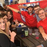 Come on England! Fervent fans following the Three Lions at the Ole Frank PH.