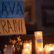 Hundreds of people gathered for a vigil to support Ukraine on Ipswich Cornhill on Wednesday.