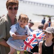 Jan, Darcie and Niamh watching the parade at Felixstowe