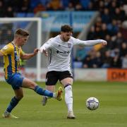 Matt Penney on the ball at Shrewsbury.