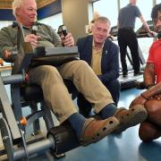 Patient Martin (left) with Babergh District Council's Derek Davis (centre) and Abbeycroft Leisure health and wellbeing practitioner Granville Walker (right)