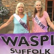 Karen Sheldon, left, with fellow Waspi campaigner Judi Moss.