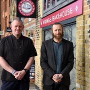 Karl Newman and Nathaniel Coughlan from the new cafe Vikings Bakehouse opening on the waterfront.