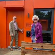 Ipswich Borough Council housing portfolio holder Neil Macdonald an Whitton councillor Christine Shaw at the new modular units in Ipswich