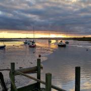 Sunset at Holbrook Creek - a film crew has been shooting scenes for a drama at a property in the village Picture: SIMON PAGE