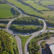 A barrier near to the Copdock Interchange has been damaged in a car crash