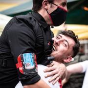 England fans in Ipswich celebrate at Isaacs as England knocked Germany out of the Euros.