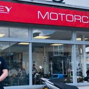 Mark Gardiner, director of Davey Bros Motorcycles, at his new Ipswich showroom