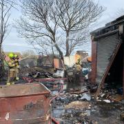 Firefighters hosing down the blaze at Knock Road in Clacton, Essex