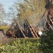 Firefighters were still in attendance at a thatch fire in Bradfield near Colchester