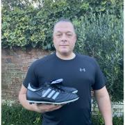 Chris Northwood with his new Adidas Copa Mundial football boots, which sparked an online conversation