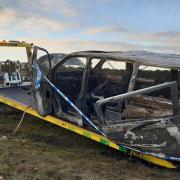 This vehicle was involved in a car fire on the A11 between Elveden and Mildenhall on Christmas Day