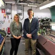 South Suffolk MP James Cartlidge with Vanners MD Laura Gore in the factory earlier this year.