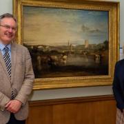 The Turner masterpiece Walton Bridges saved for the nation by Colchesterand Ipswich Museums Service in collaboration with Norfolk Museums. Heritage manager Philip Wise with Cllr Julie Young Photo: Colchester Castle Museum