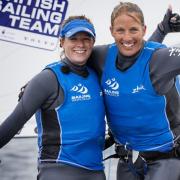 Saskia Clark, right, pictured celebrating with Olympic gold teammate Hannah Mills, is giving a talk at Donalds Volvo in Ipswich.