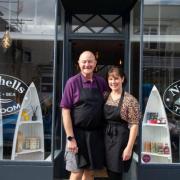 Ian and Jill Booth outside Nutshells By-The-Sea, which opened in Felixstowe in September 2022