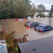 Severe flooding in Framlingham after Storm Babet in October 2023