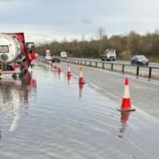 Lanes closed on the A14 at Newmarket