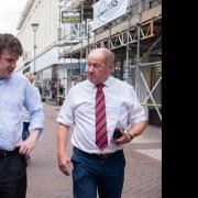 Tim Passmore has become a familiar figure in all parts of Suffolk over the last 12 years. Here he is visiting Ipswich with local MP Tom Hunt.