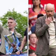 Ipswich Town boss Kieran McKenna (left) is reportedly being considered as a potential replacement for Manchester United manager Erik ten Hag (right).