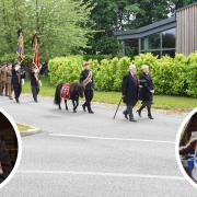 Bikers, military personnel and veterans from all over the county have joined dozens of mourners in paying their respects to D-Day hero Bill Gladden