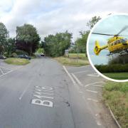 A motorcyclist was airlifted to hospital after a collision with a car
