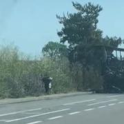 The bus was destroyed in the flames