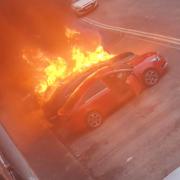 A car caught fire in Newmarket