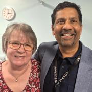 Sheila Hawes with her oncologist Srini.