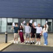 Pupils at Felixstowe School celebrate receiving their GCSEs