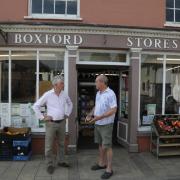 James Cartlidge with Richard Haining outside Boxford Stores