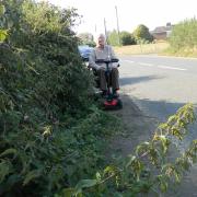 Pathways in Bucklesham became so overgrown that village stalwart Heather Owen found herself unable to safely pass, and so missed out on enjoying the Tour of Britain.