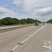 A crash has closed a lane on the A14