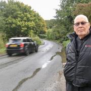 Eric Rayment at the dangerous section of the C426 road.