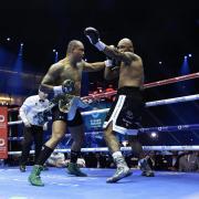 Fabio Wardley, left, on his way to a first round KO of Frazer Clarke in Saudi Arabia