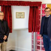 Nigel Wood, Celestion managing director (left) with Patrick Spencer, MP for Central Suffolk and North Ipswich at the unveiling of the plaque.