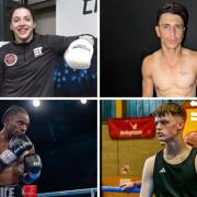 Pro boxers (clockwise from top left) Eilish Tierney, Jack Williams, Austin McGregor and Gideon Jonas fight at Trinity Park on Saturday