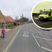 A man was taken to hospital after falling near a doctors surgery