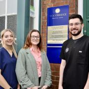 L-r: Olivia Staff, Victoria Hough and Dr Casey David outside the new Woodbridge Dental Care practice