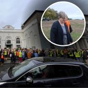 Former deputy prime minister Thérèse Coffey attended a march against proposed converter stations in Saxmundham, Suffolk