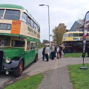 People were queuing to get on the former Ipswich and Lowestoft buses at the transport Museum.