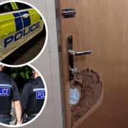 A man has been charged after a police raid saw the door of a Suffolk property forced open