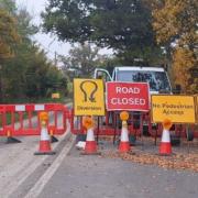 The A1088 in Stowlangtoft is closed