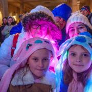 Laura And  Sumer Marsh with Nikki and Amelia Shelley enjoy the Christmas light switch on.