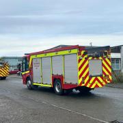 A fire engine on the scene at Brunel Way