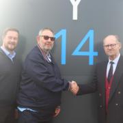 Announcing the new sponsorship of the Suffolk & Ipswich Football League are, left to right, SIL Chair Paul Kitson, SIL Fixtures Secretary Alan Sparkes and Sir Chris Haworth, Chair of Gateway 14.