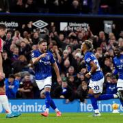 Omari Hutchinson (second right) celebrates his equaliser against Manchester United.