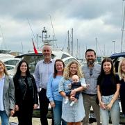 From left to right, Hannah Dersiley, Cerys Gunn, Adam McCaw, Tracy England, Lyndsey Squirrell, baby Isaac, Scott Porter, Ellen Dearsley, Gillian Wright